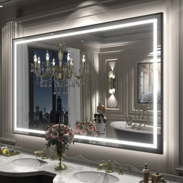 Wayfair Basics UL Certified Front  Back LED Anti-Fog Tempered Glass Framed BathroomVanity Mirror