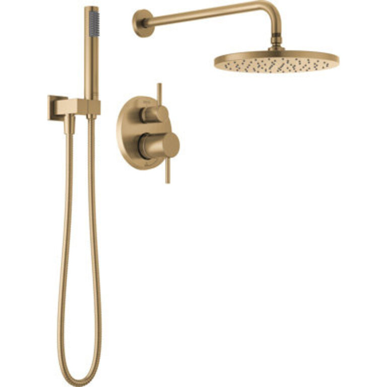 Modern Raincan Round Shower System Rain Shower Head with Handheld Spray Shower Faucet Set