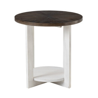 Gunnison Rustic Farmhouse Round Table with Storage Shelf