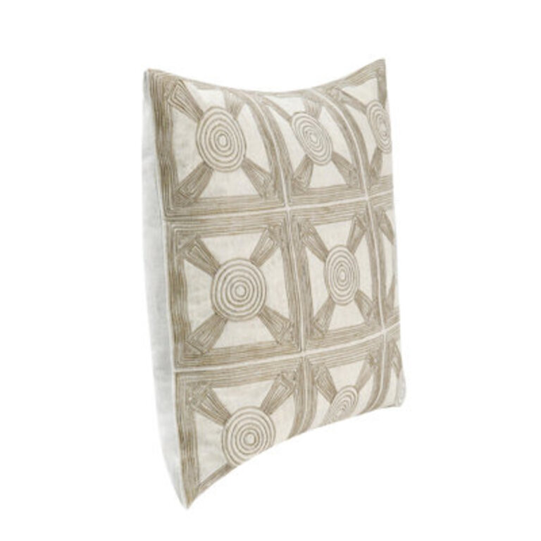 Baia Embroidered Linen Fabric Natural Pillow