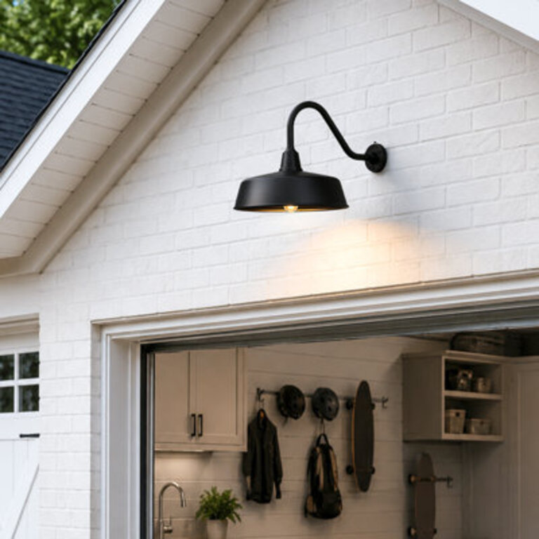 Bechard Black Finish Dusk To Dawn Outdoor Wall Barn Light