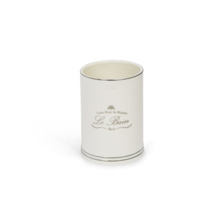 Pabst Luxury White Ceramic Bathroom Tumbler  Silver Trim Cup