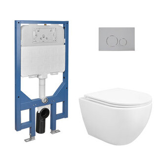 Two-Piece Toilet Dual Flush Elongated Wall Mount Toilet With Concealed In-Wall Hung Tank Seat Included