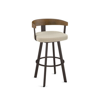 Drees Swivel Upholstered Counter  Bar Stool with Wood Backrest