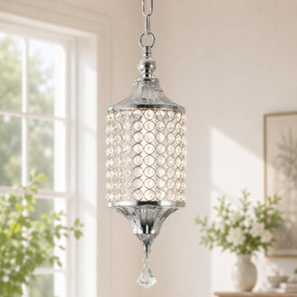 1 - Light LED Dimmable Chrome Single Crystal Pendant Light