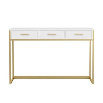 Martha Stewart Ollie 3 Drawer Home Office Desk with Metal Frame and Hardware