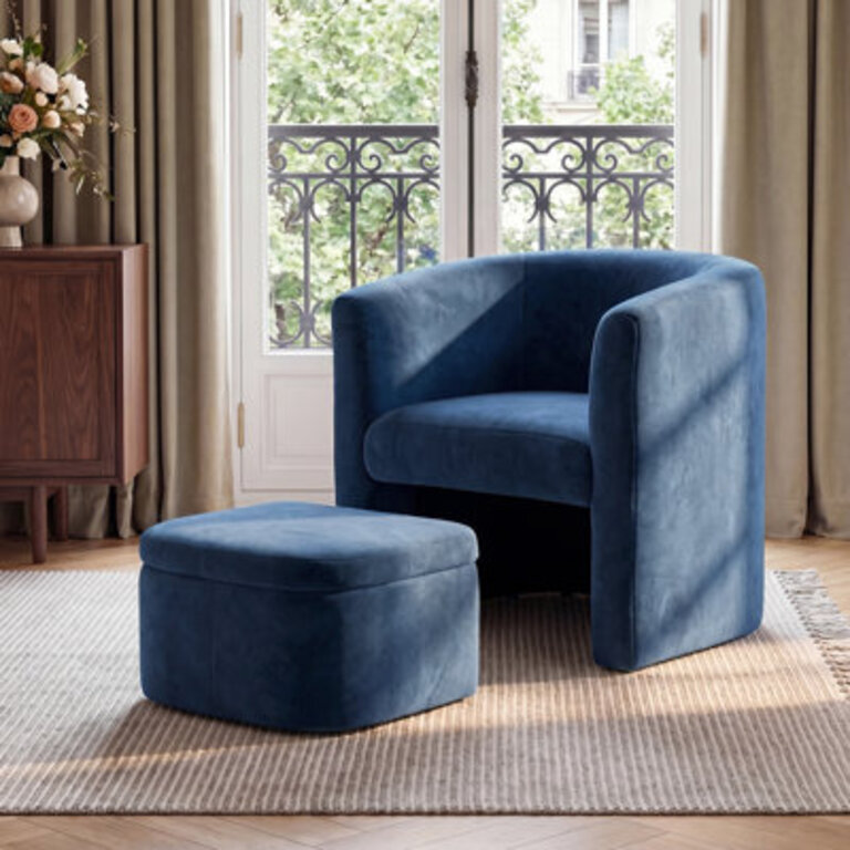 Braedin Upholstered Accent Chair  Storable Ottoman