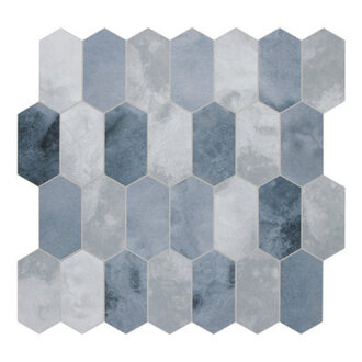 115 x 12 Long Hexagon Stone Composite Peel  Stick Mosaic Tile