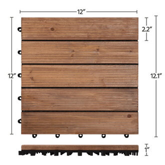 12 x 12 Solid Wood Interlocking Deck Tile