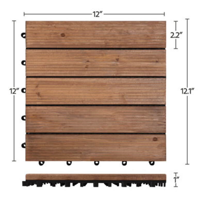 12 x 12 Solid Wood Interlocking Deck Tile