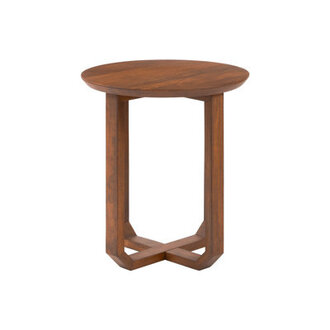 Ealyn Solid Wood Round End Table with Cross Legs
