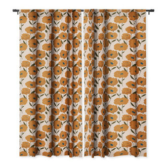 Alison Janssen Boho Poppies 1pc Blackout Window Curtain Panel