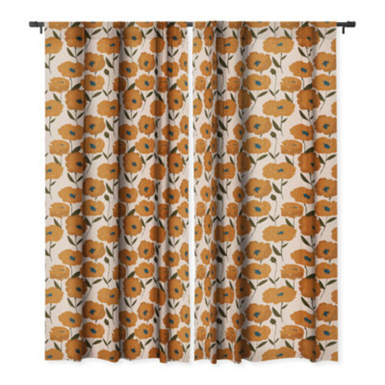 Alison Janssen Boho Poppies 1pc Blackout Window Curtain Panel