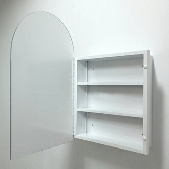 Dougherty Arched Medicine Cabinets With Mirror Recess Or Surface Mounted Bathroom Cabinets Frameless Mirror CabinetNo AssemblyWhite