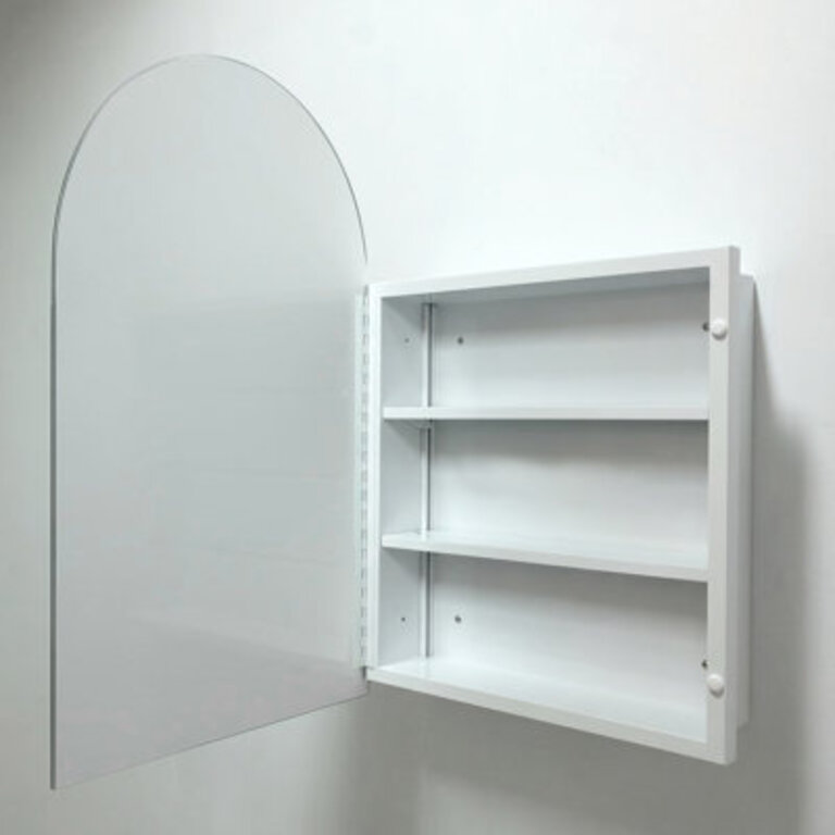 Dougherty Arched Medicine Cabinets With Mirror Recess Or Surface Mounted Bathroom Cabinets Frameless Mirror CabinetNo AssemblyWhite