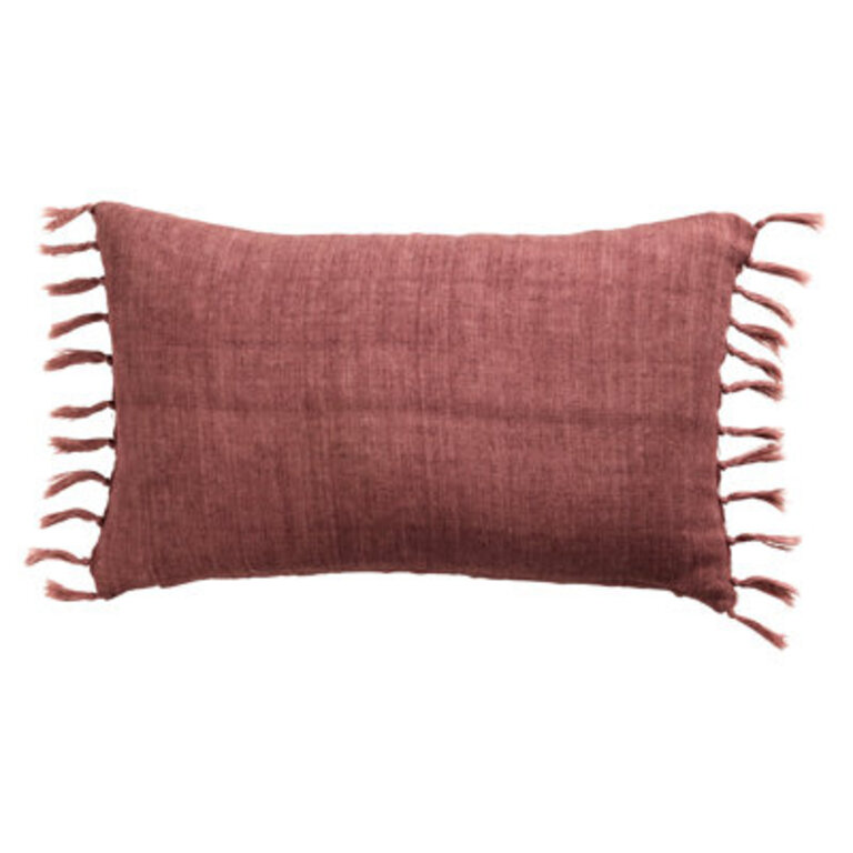 Sharron Tassels Linen Reversible Throw Pillow