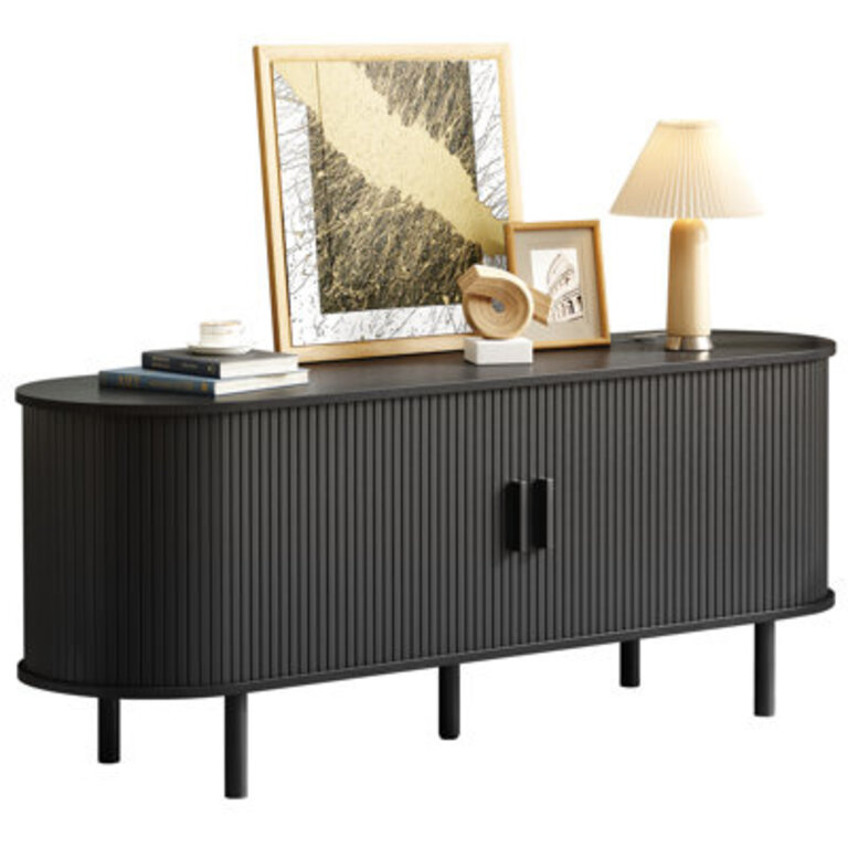 Jalonda Modern Wood TV Stand with Storage and Shelves