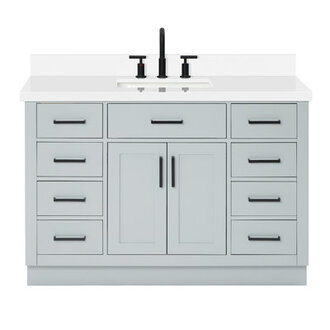 Tidworth 48 Solid Wood Single Bathroom Vanity with 15 White Quartz Top Sink