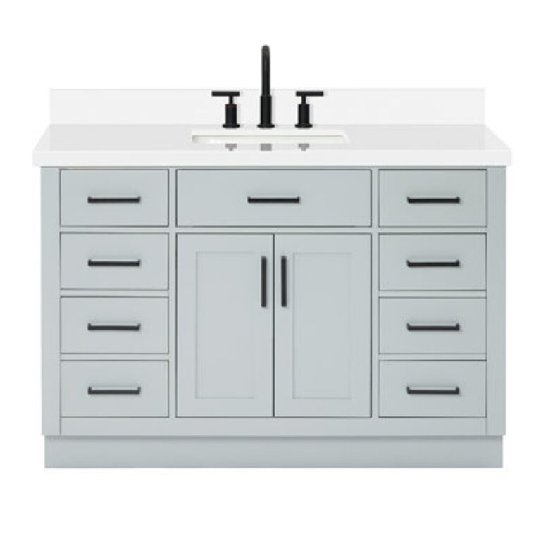 Tidworth 48 Solid Wood Single Bathroom Vanity with 15 White Quartz Top Sink