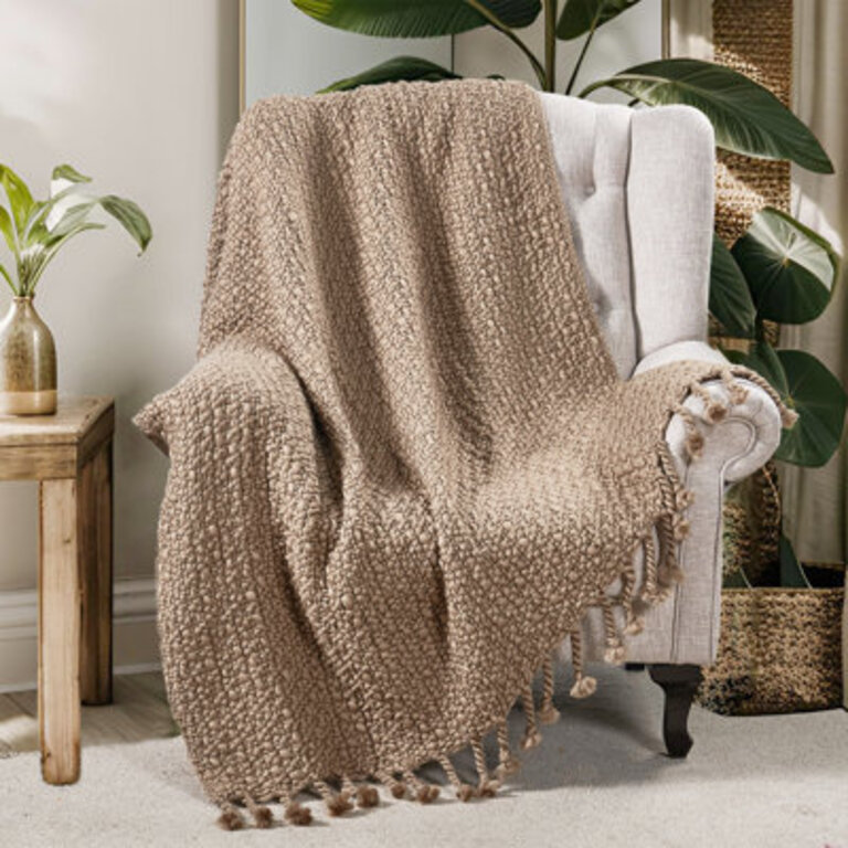 Basket Weave Knitted Throw Blanket