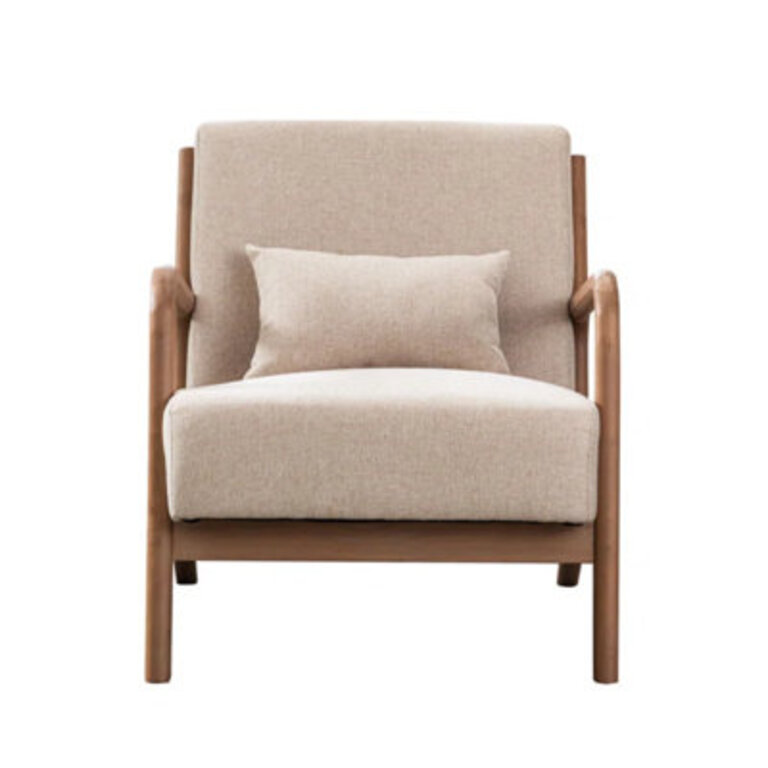 Hertford 26" Wide Mid Century Upholstered Solid Wood Accent Chair with an Extra Pillow