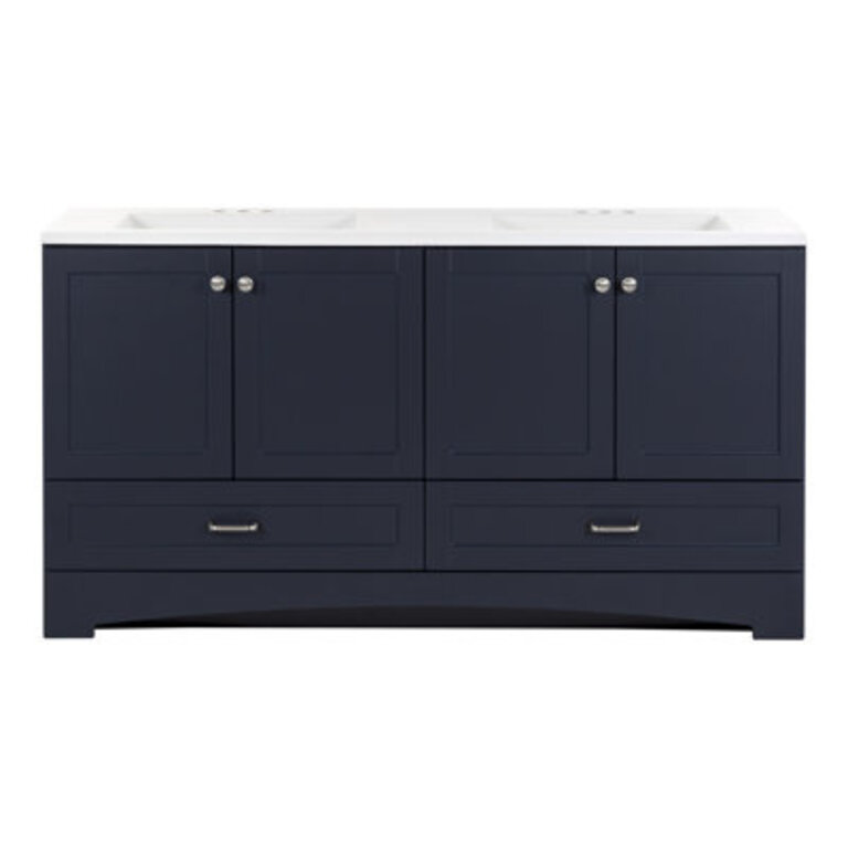 Emlyn 6050 Double Bathroom Vanity with 2 Cabinets 2 Drawers and Cultured Marble Vanity Top