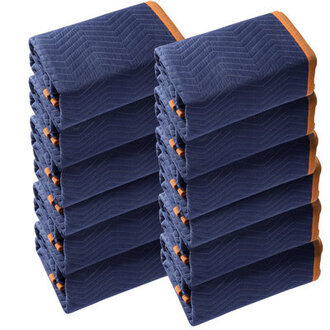 Moving Blankets 80 x 72 65 lbsdz Weight 12 Packs Professional Non-Woven  Recycled Cotton Packing Blanket Heavy Duty Mover Pads for Protecting Furniture Floors Appliances BlueOrange