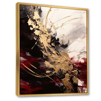Gold and Red Fluid Fusion I - Abstract Wall Art