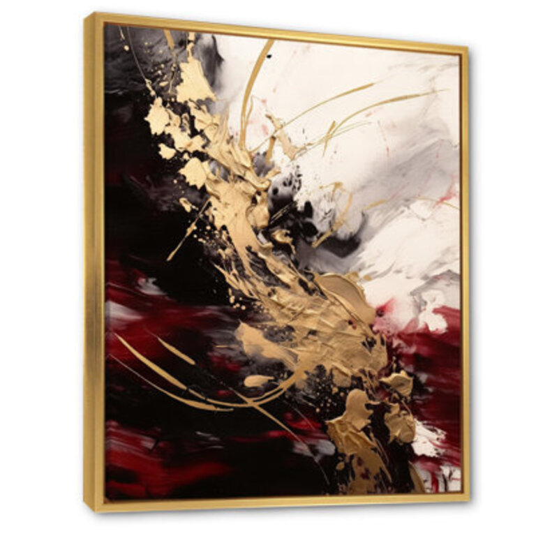 Gold and Red Fluid Fusion I - Abstract Wall Art
