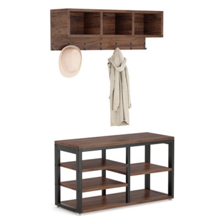 Edalyn 315  Wide Hall Tree with Bench and Shoe Storage
