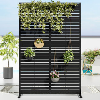 183cm H x 120cm Freestanding Steel Privacy Screen Fence Panels Metal Trellis Outdoor Divider for Pat
