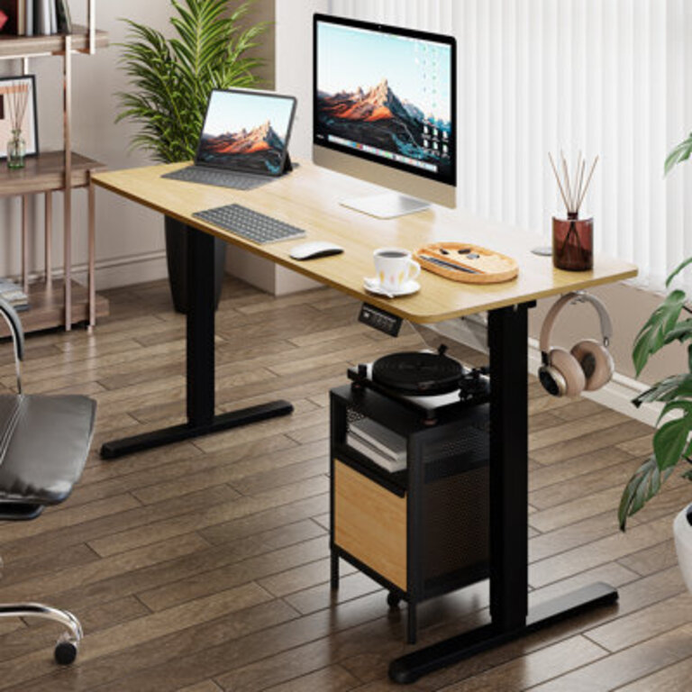 Gilman Adjustable Height Iron Standing Desk with Built-In Electrical Outlet