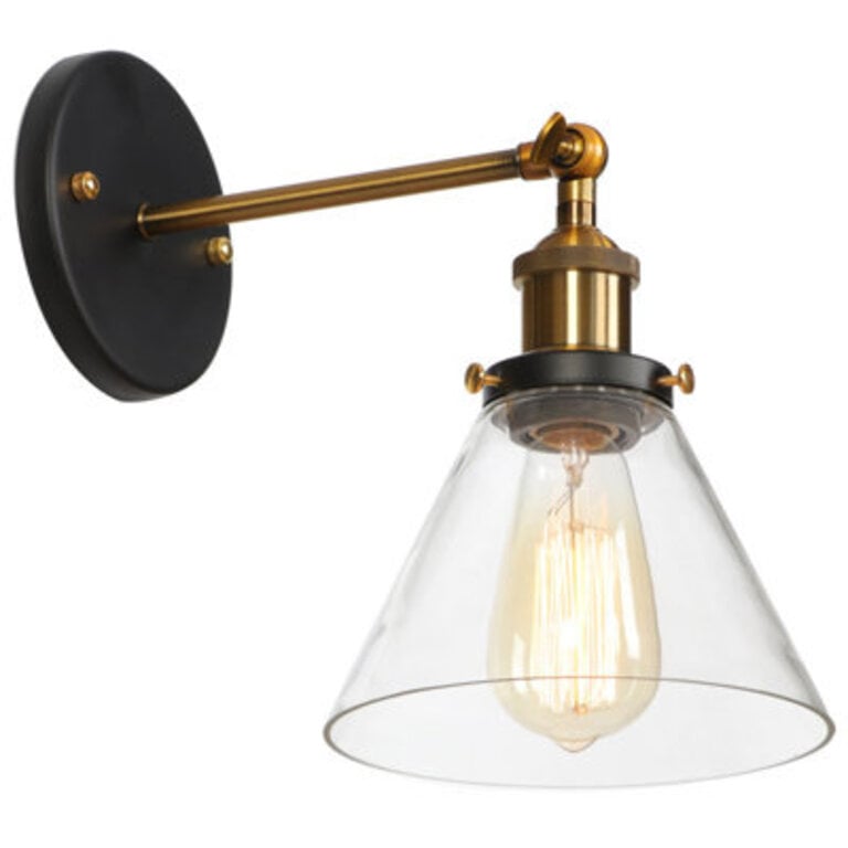 Mekhail 1 - Light Glass Shade Dimmable Classic Armed Wall Sconce