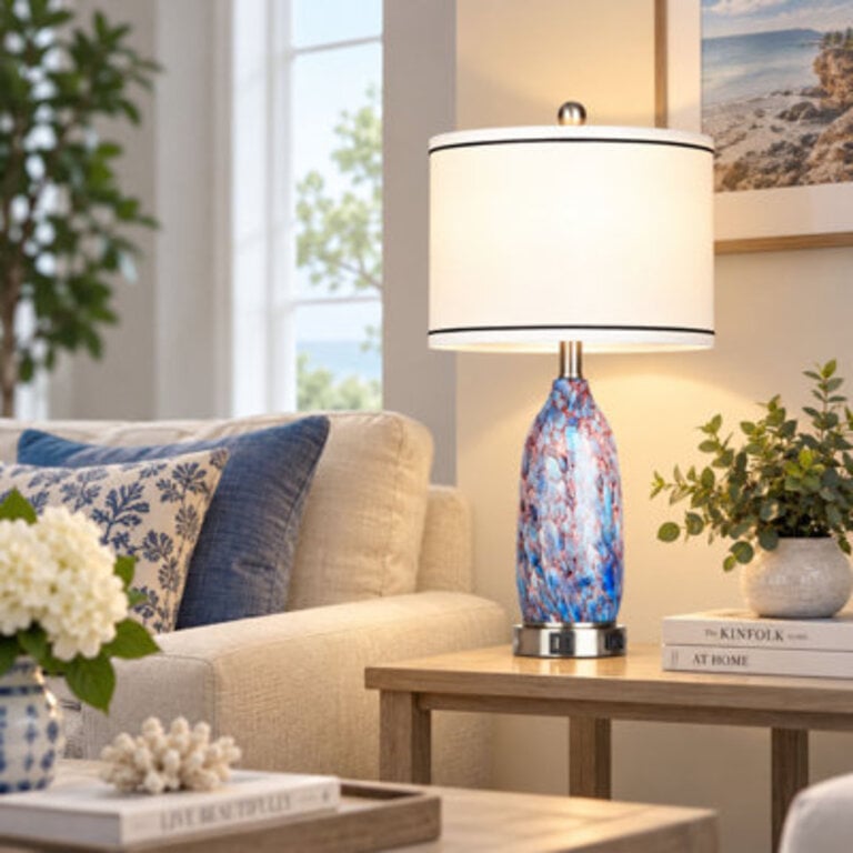 26 Coastal Glass USB Table Lamps with Touch Control  Night Light