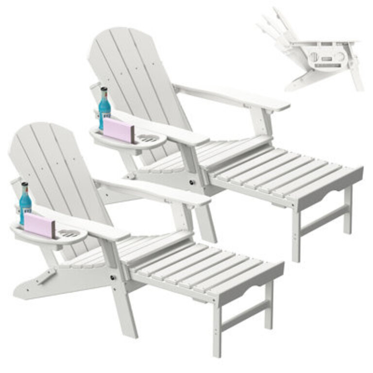 Celese HDPE Folding and Adjustable Adirondack Chair with Ottoman