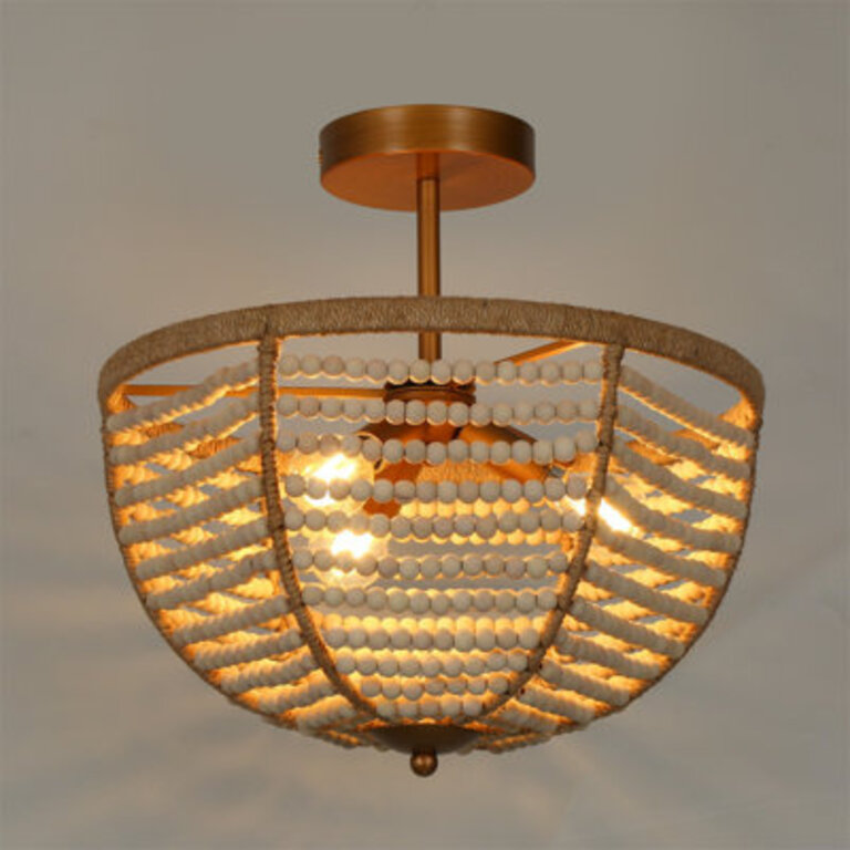 Jax 3 - Light 14 Simple Drum Semi Flush Mount With Beaded Accents