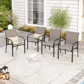 Emy Powder-coated Steel Outdoor Dining Armchair