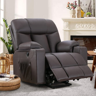 378 W Faux Leather Power Lift Heated Massage Recliner
