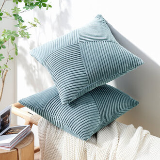 Corduroy Throw Pillow CoversSoft Corduroy Couch Decorative Pillow Covers Windmill Textured Striped Cushion CoverSet of 2