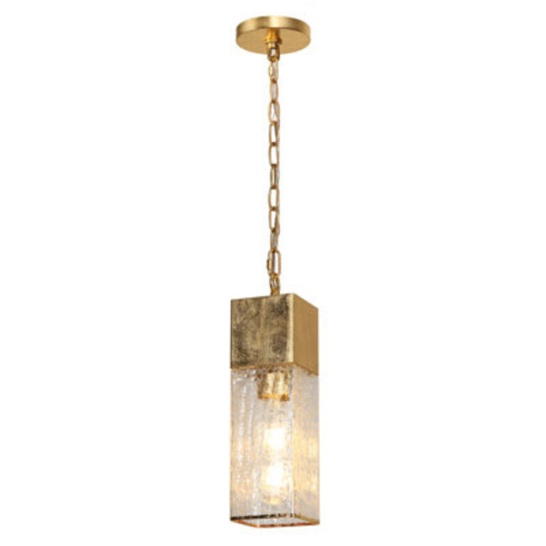 1-Light Mini 146H Kitchen Island Pendant Cracked Glass Shade
