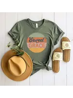 Uplifting Threads Co Saved by Grace Retro Tee