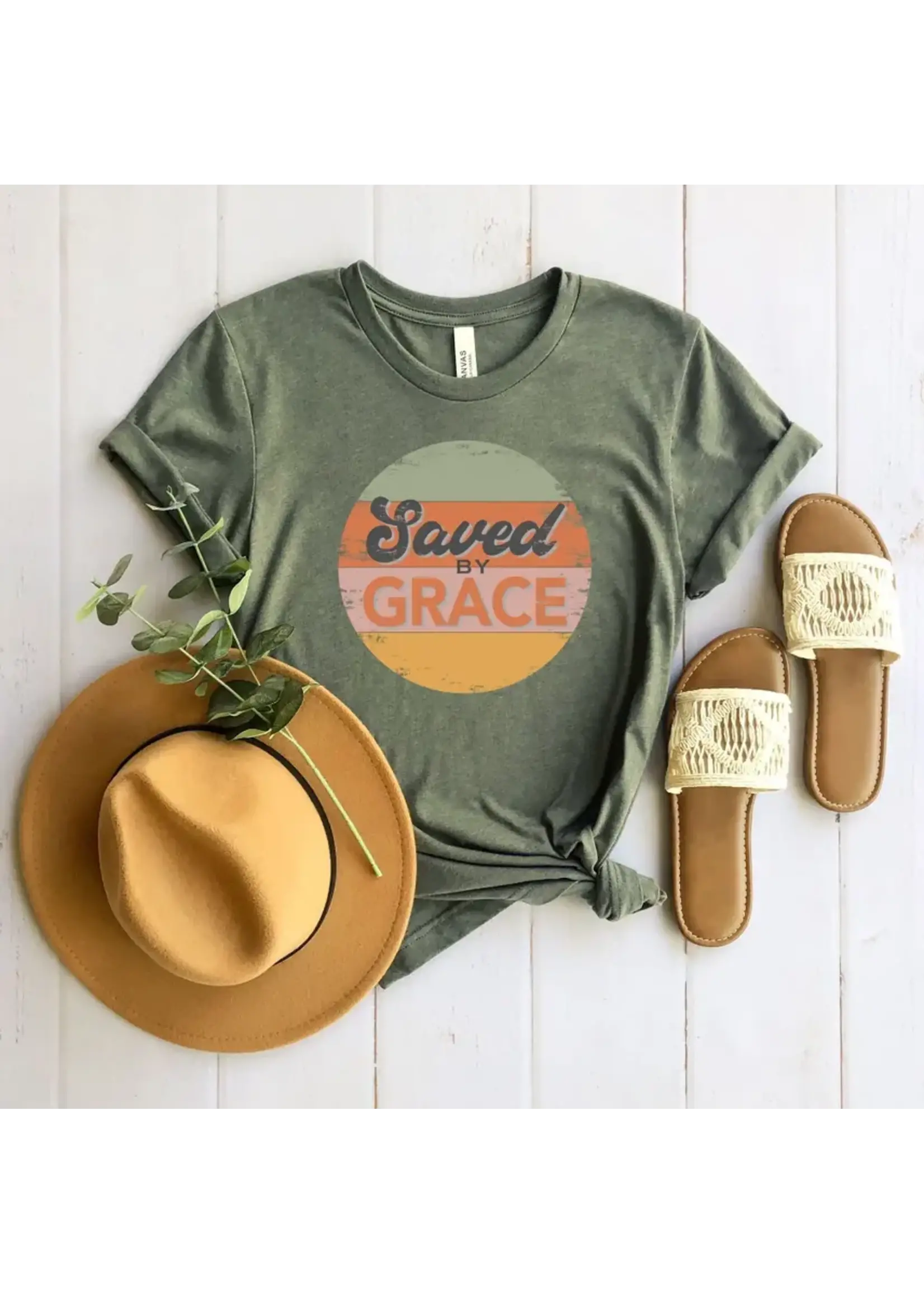 Uplifting Threads Co "Saved by Grace" Retro Tee