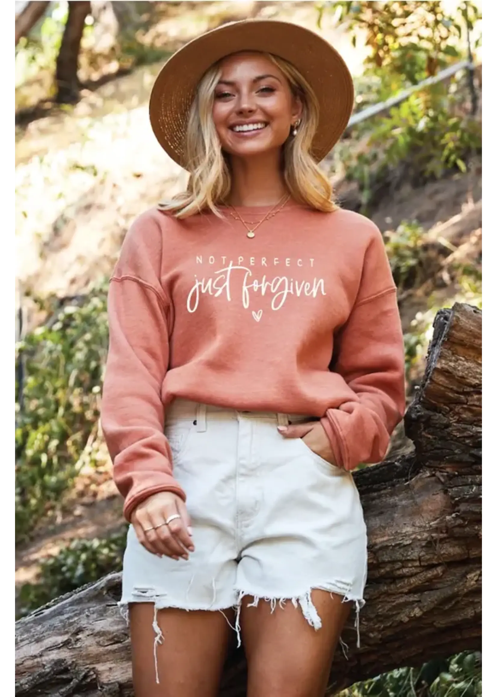 Oat Collective Not Perfect Just Forgiven Sweatshirt - Mauve