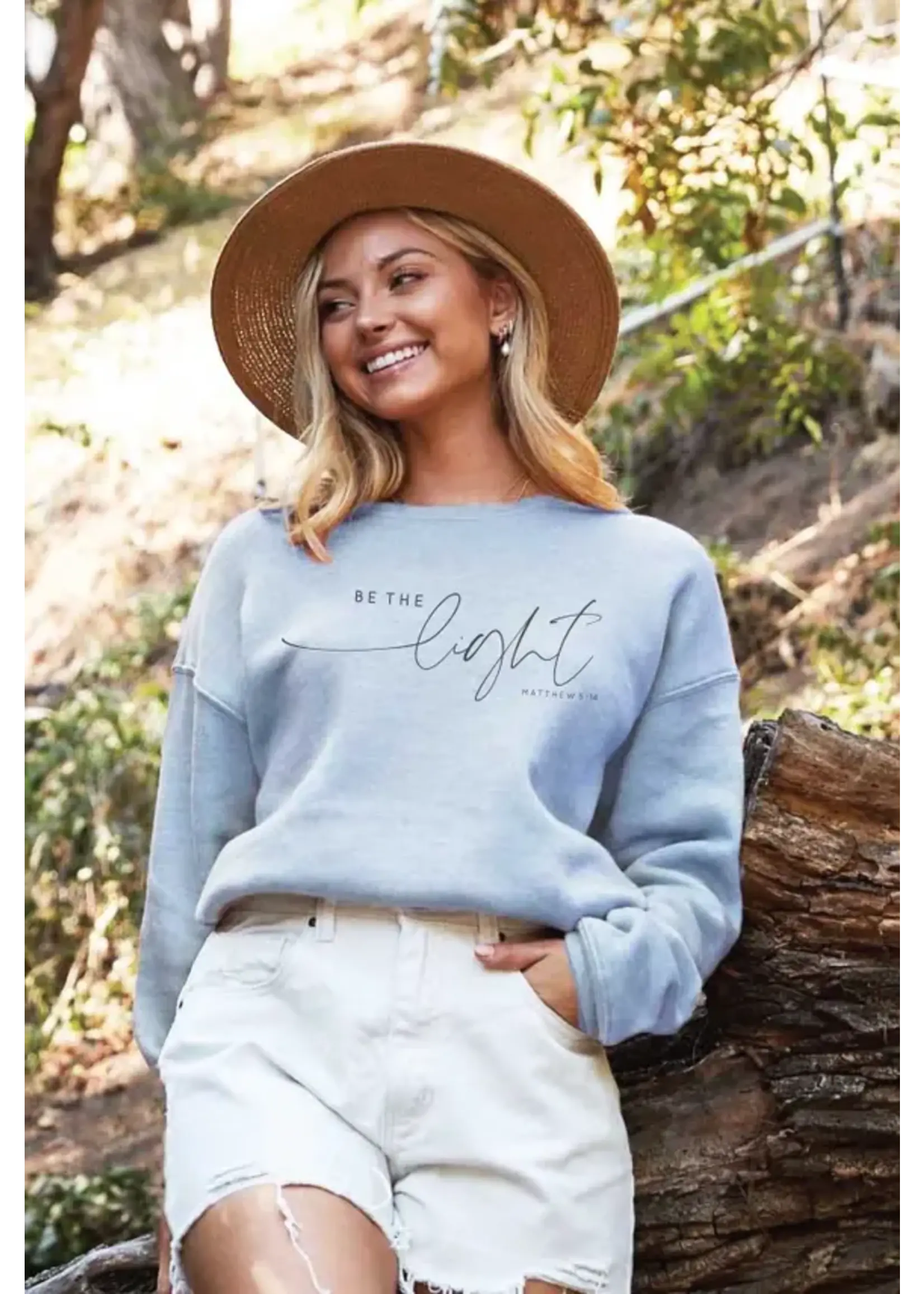 Oat Collective Be The Light Matthew 5-14 Light Blue Sweatshirt