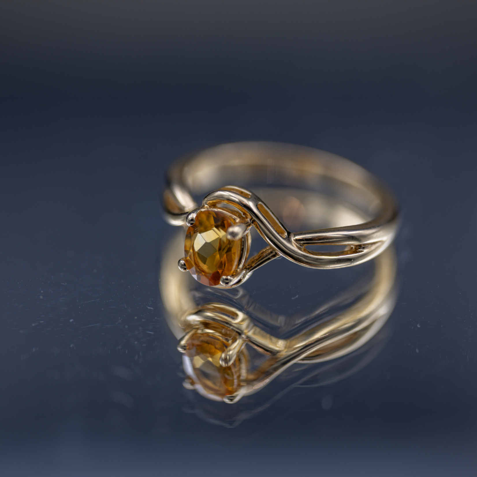 SJ Custom Jewelers 14k Yellow Gold 7x5mm Oval Genuine Citrine Fashion Ring Size 7