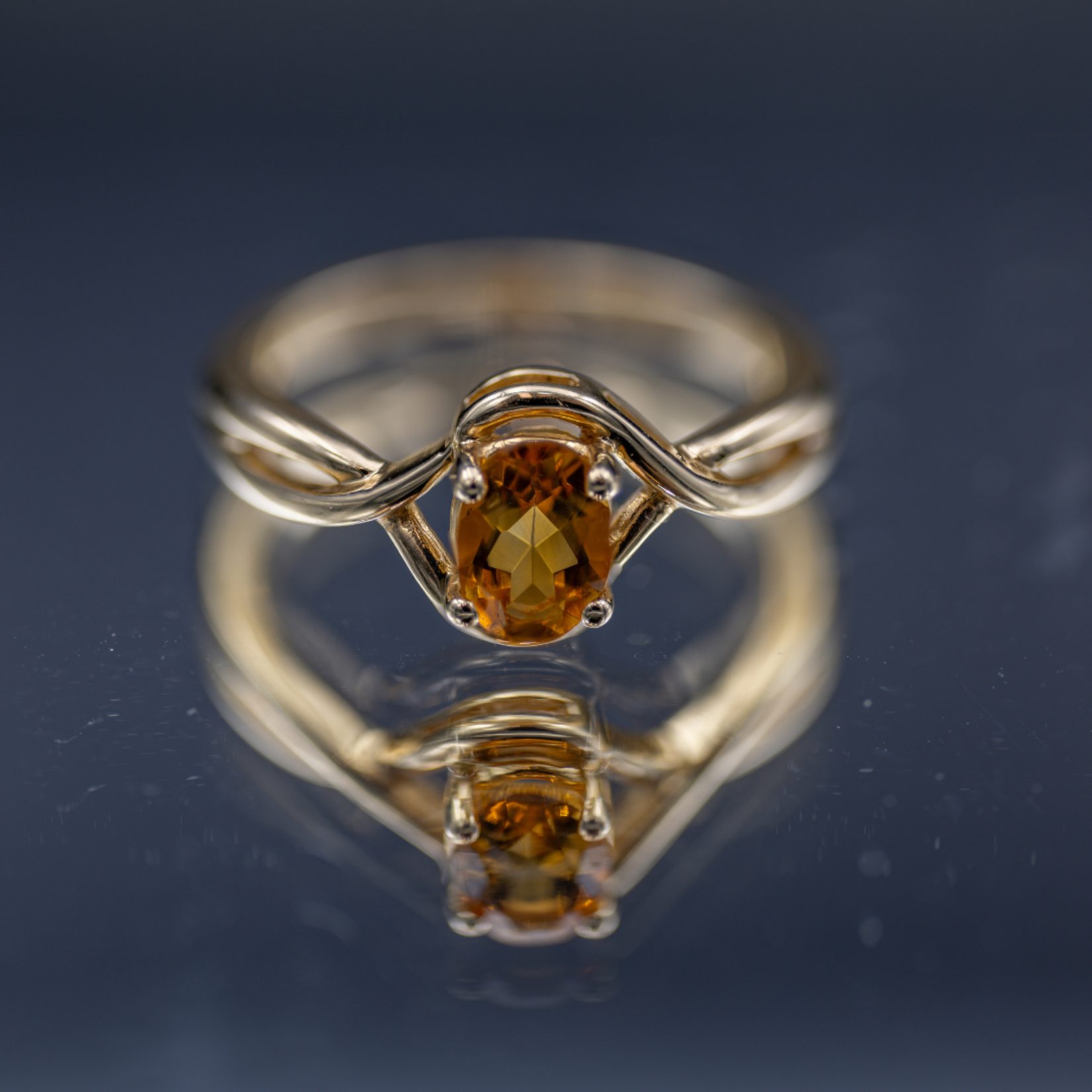 SJ Custom Jewelers 14k Yellow Gold 7x5mm Oval Genuine Citrine Fashion Ring Size 7