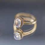 14k Yellow Gold Rainbow Moonstone & Diamond Fashion Ring