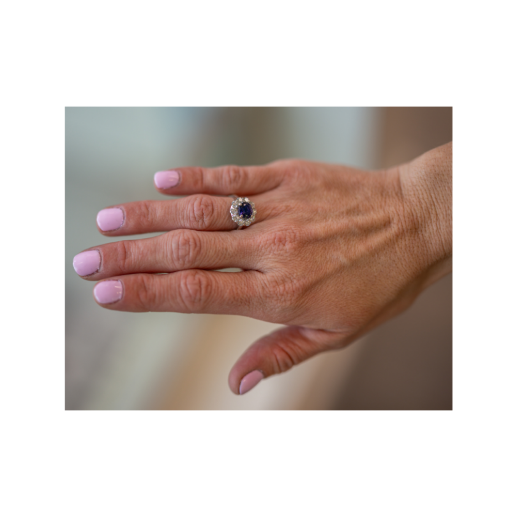 SJ Custom Jewelers 14k White Gold  2.08mm Natural Violet  Sapphire  1.21ctw Diamond Halo Ring