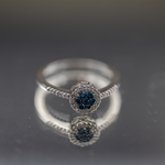 10K White Gold Blue & White Diamond Cluster Ring