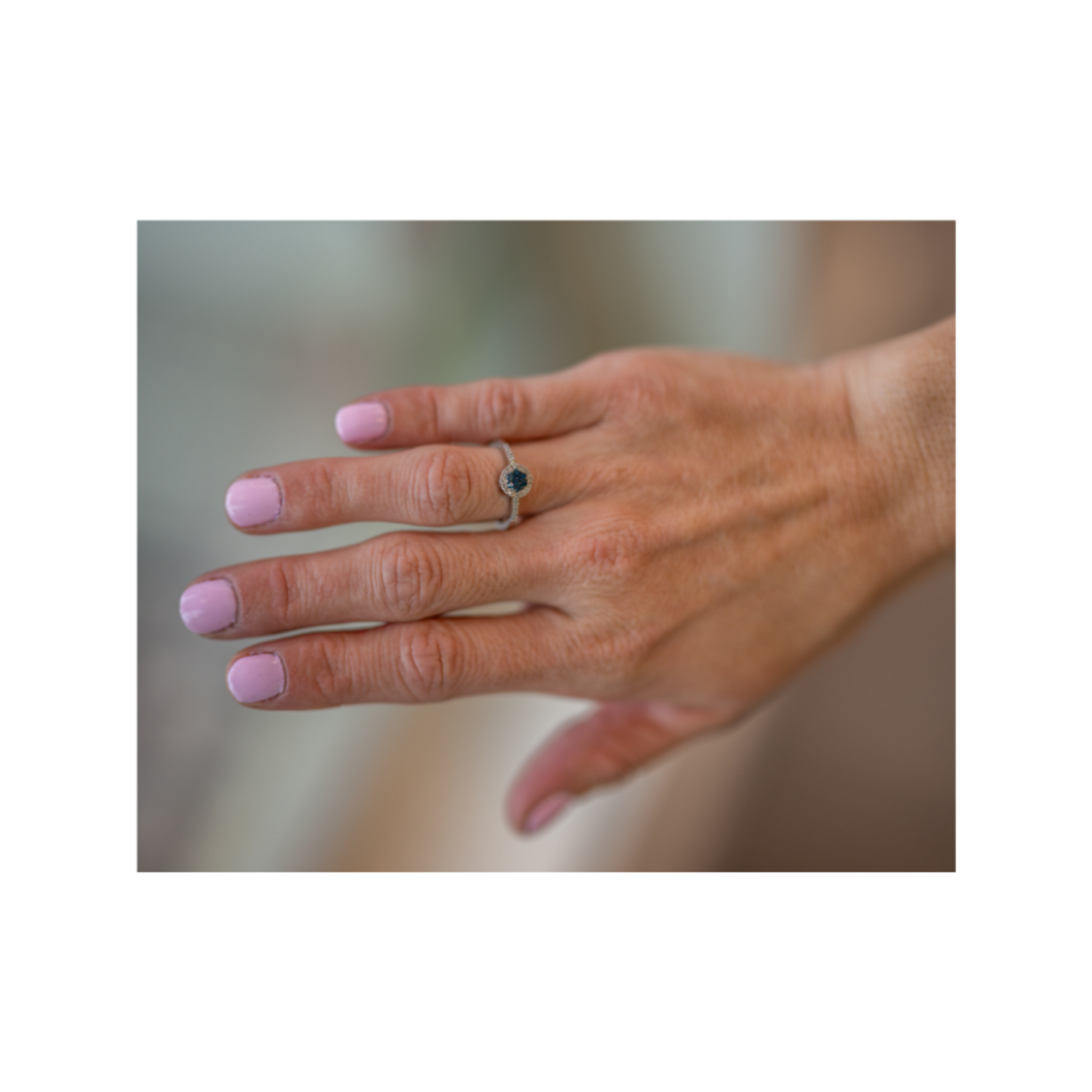 10k White Gold  .23ctw  Blue & White Diamond Cluster Ring